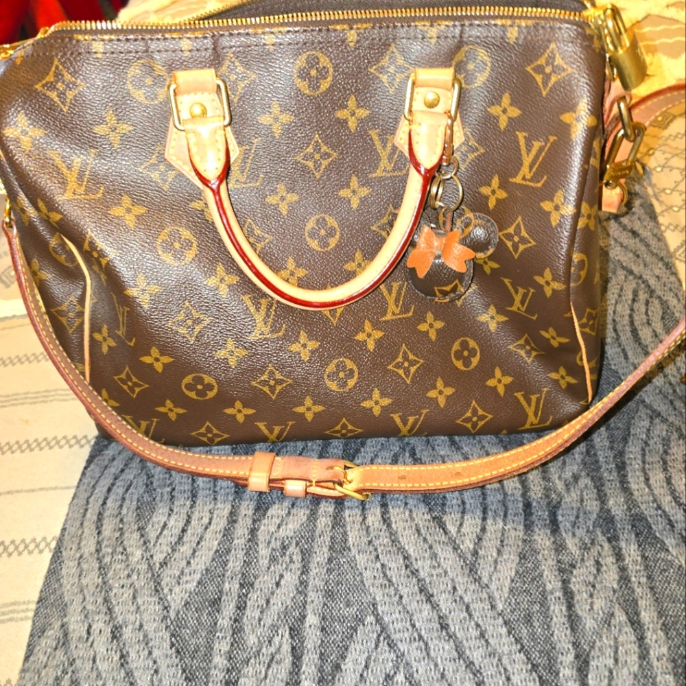 Louis Vuitton Brown and Gold Satchel with Iconic Monogram